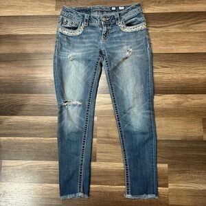 Miss Me Blue Embellished Skinny Jeans